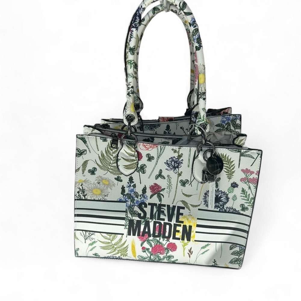 Steve Madden White Floral Tote Shoulder Bag – Colorful Pattern
